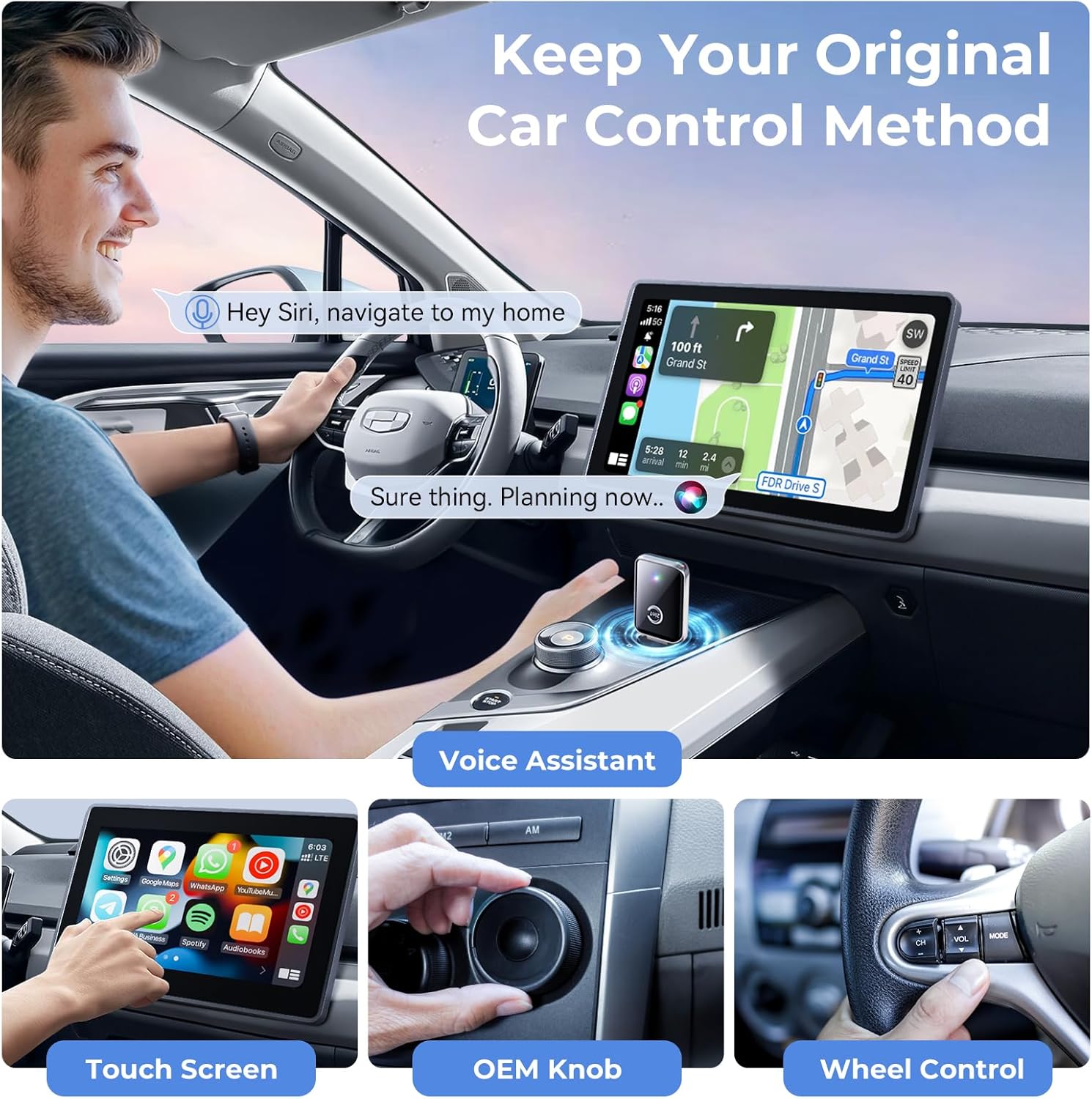 Wireless CarPlay & Android Auto Adapter (2-in-1 Mini)