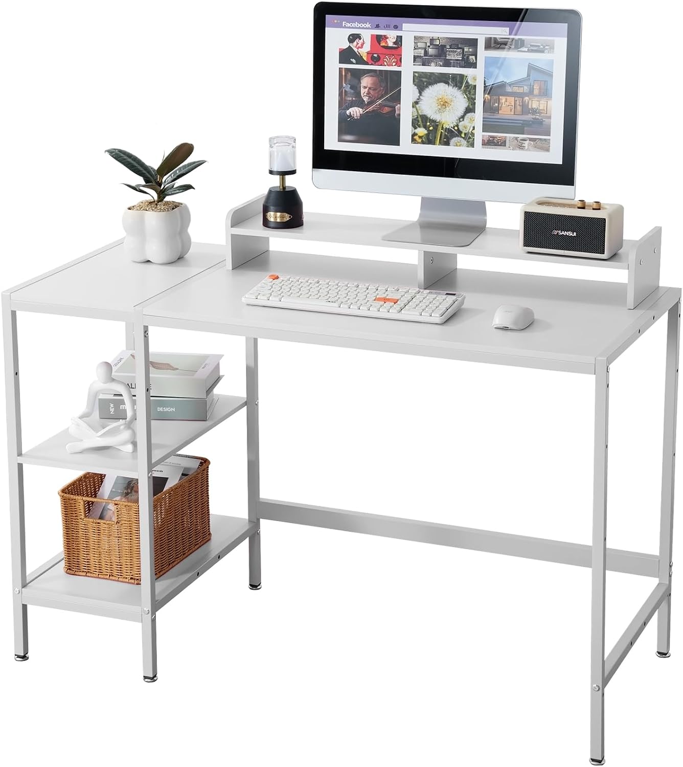 Cubiker Computer Desk with Storage Shelves