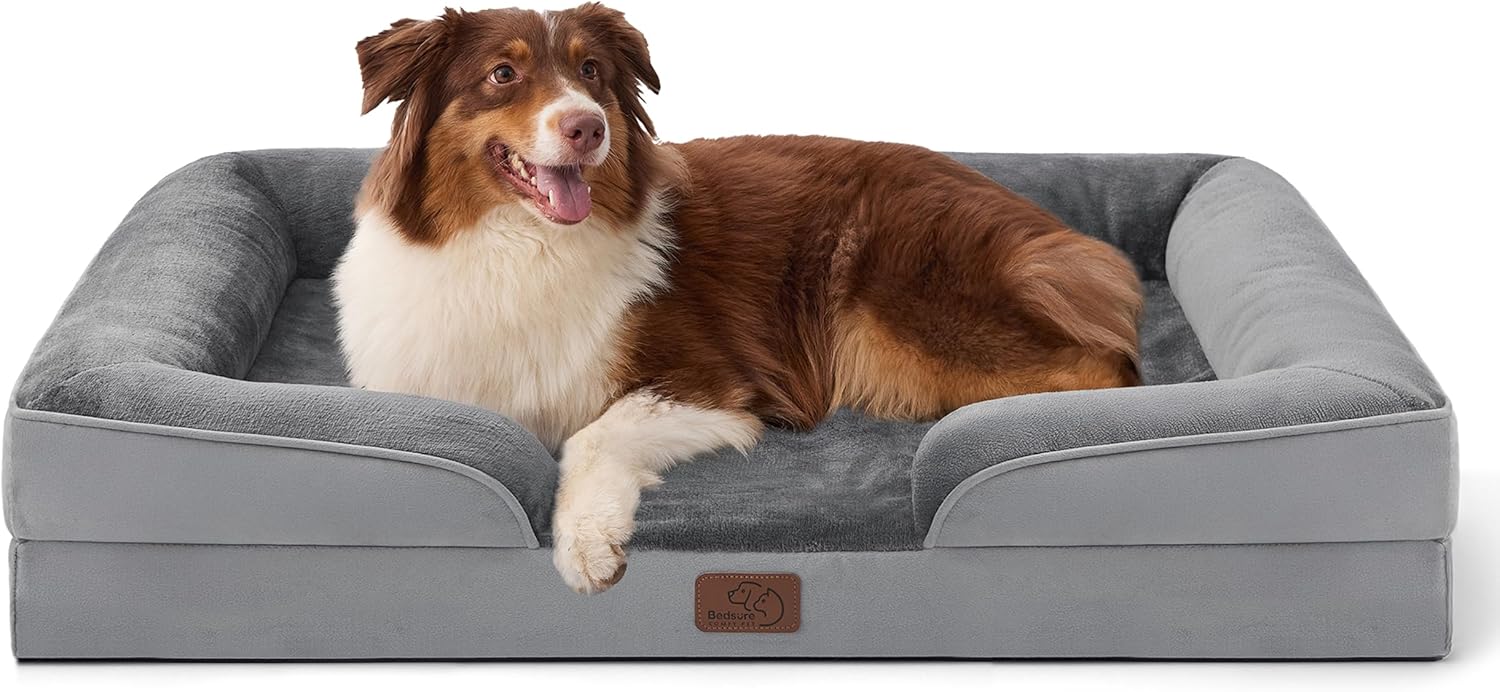 Bolster dog bed for dogs who like to lean