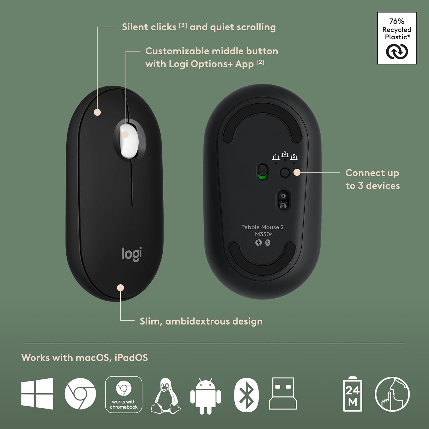 Logitech Pebble 2 Combo Wireless Keyboard & Mouse thumbnail 5