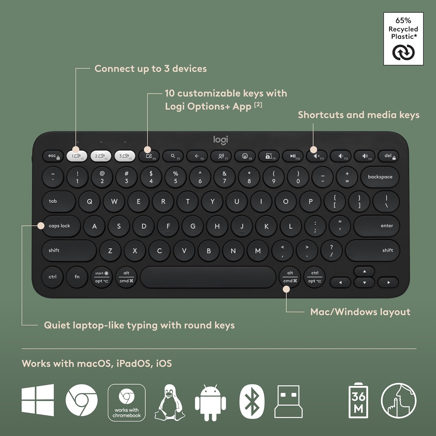 Logitech Pebble 2 Combo Wireless Keyboard & Mouse thumbnail 6