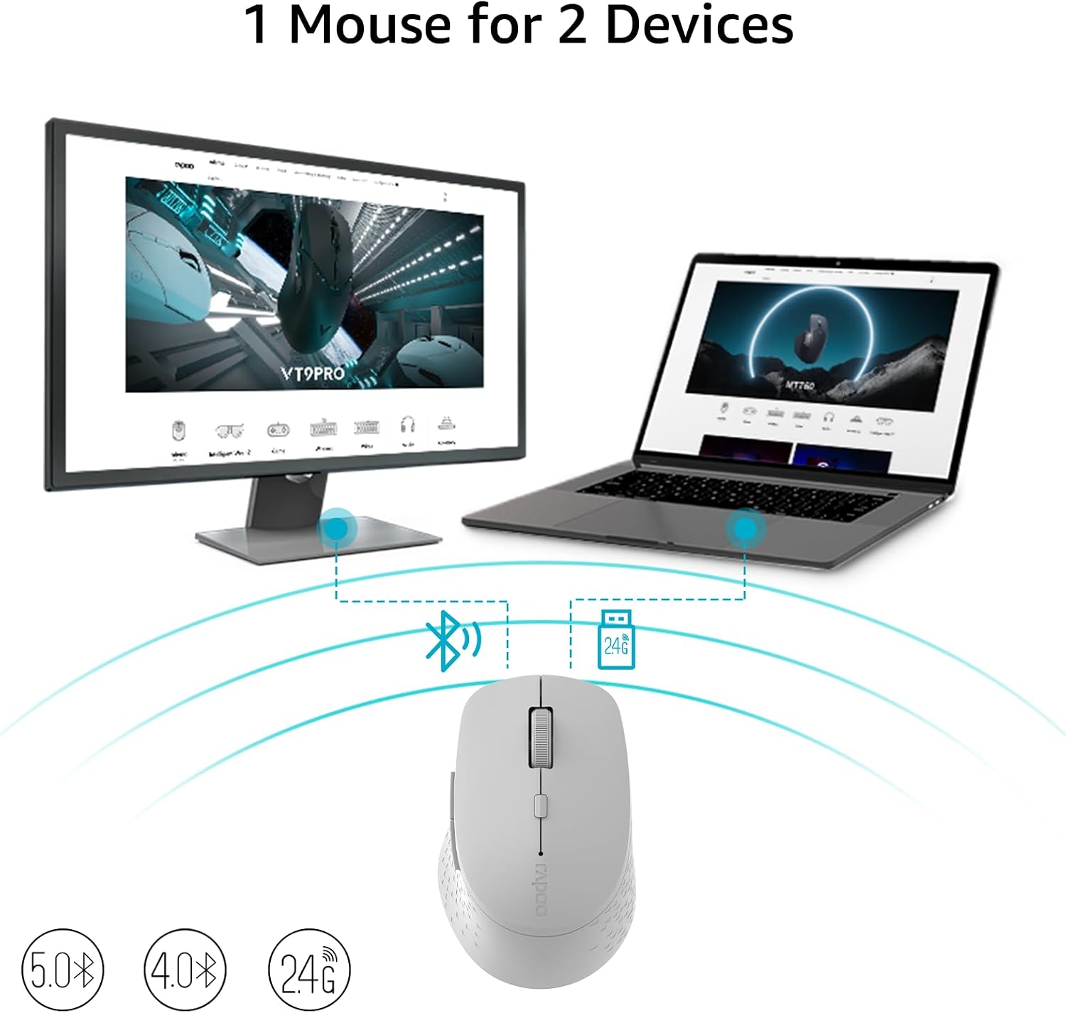 Rapoo M300G Silent Wireless Mouse thumbnail 8