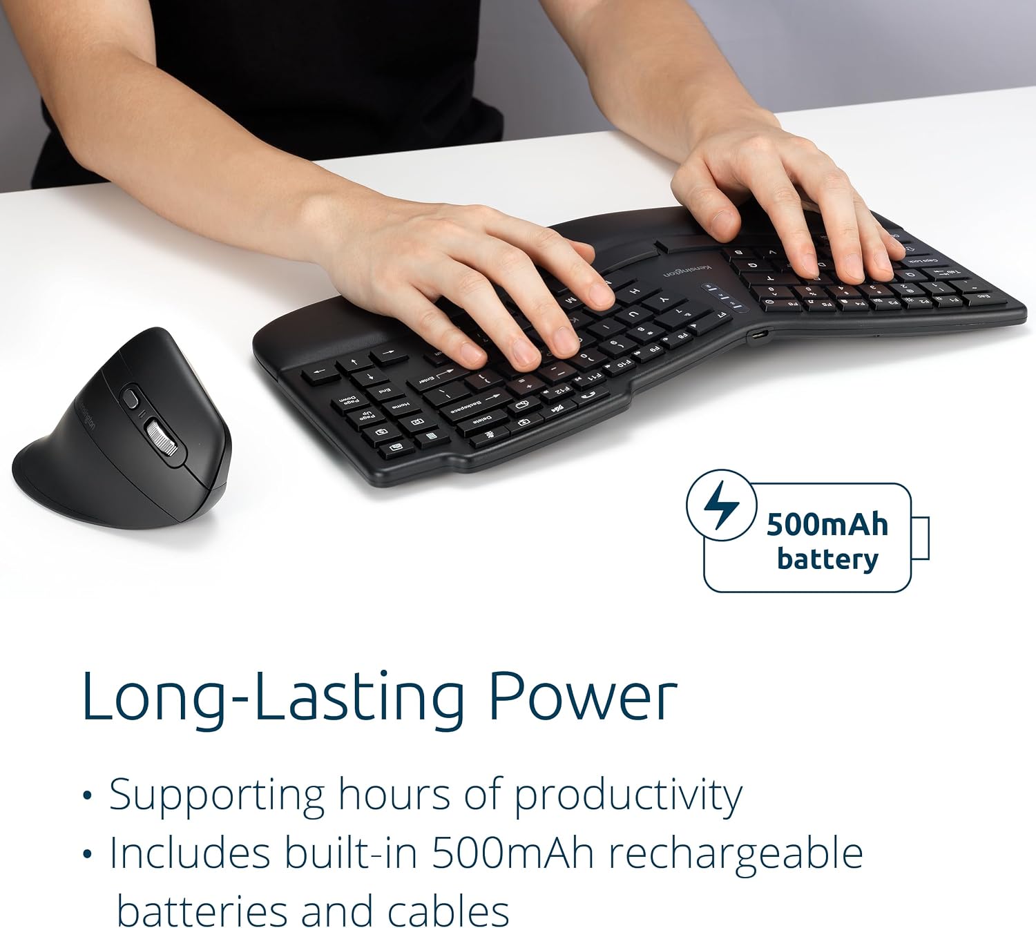 Kensington Ergonomic Wireless Keyboard and Vertical Mouse Combo thumbnail 1