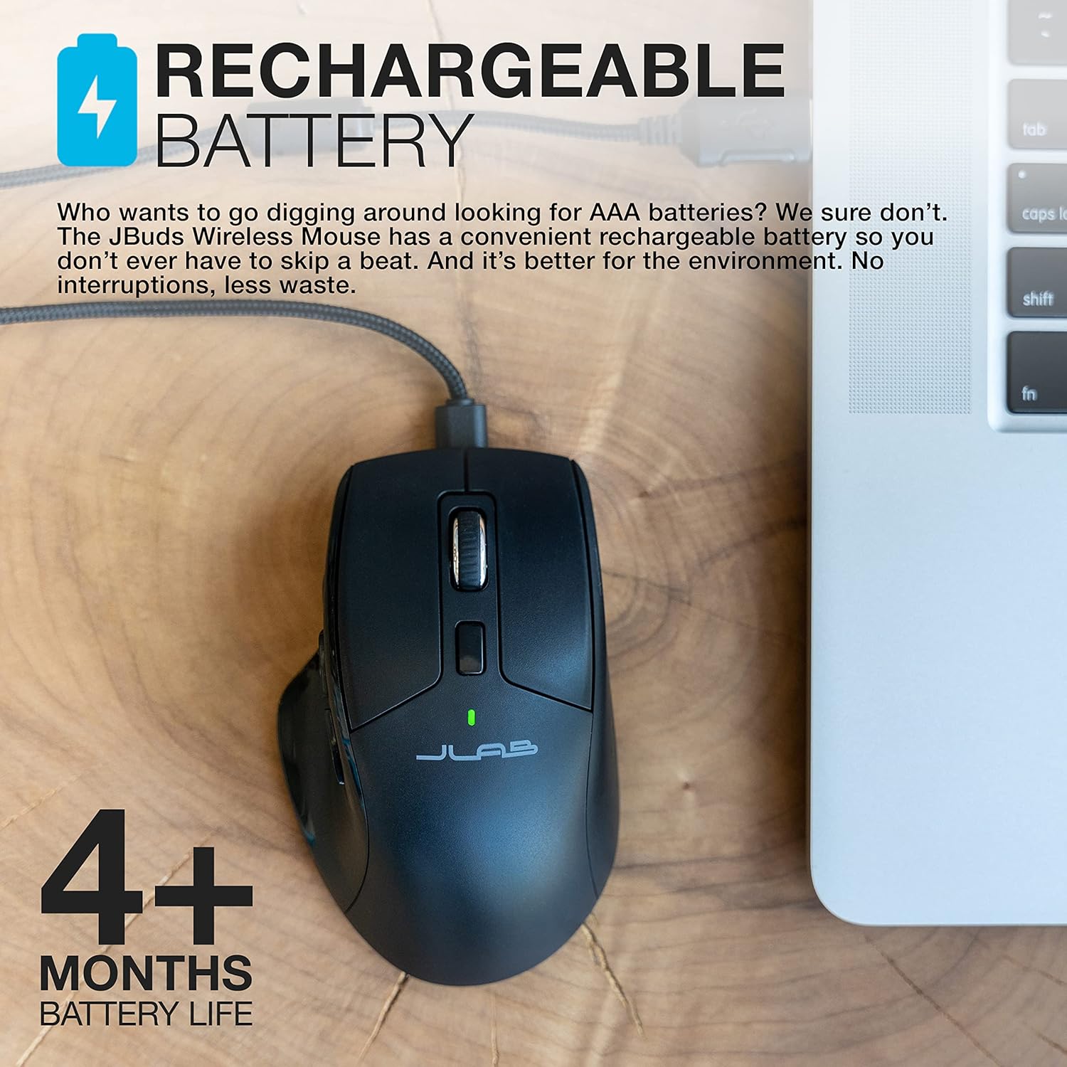 JLab Rechargeable Full-Size Wireless Mouse thumbnail 1