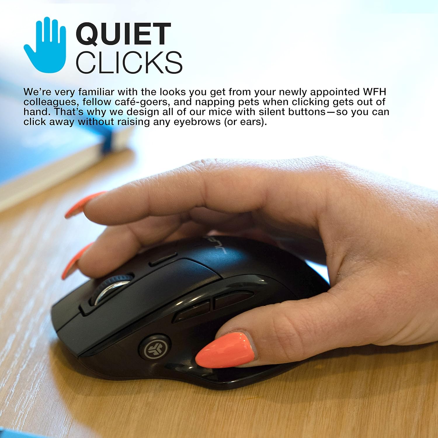 JLab Rechargeable Full-Size Wireless Mouse thumbnail 2