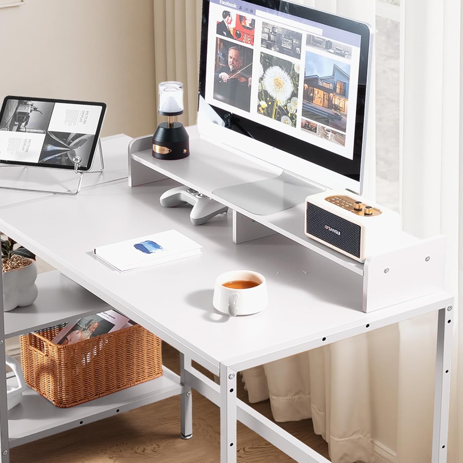 Cubiker Computer Desk with Storage Shelves thumbnail 2